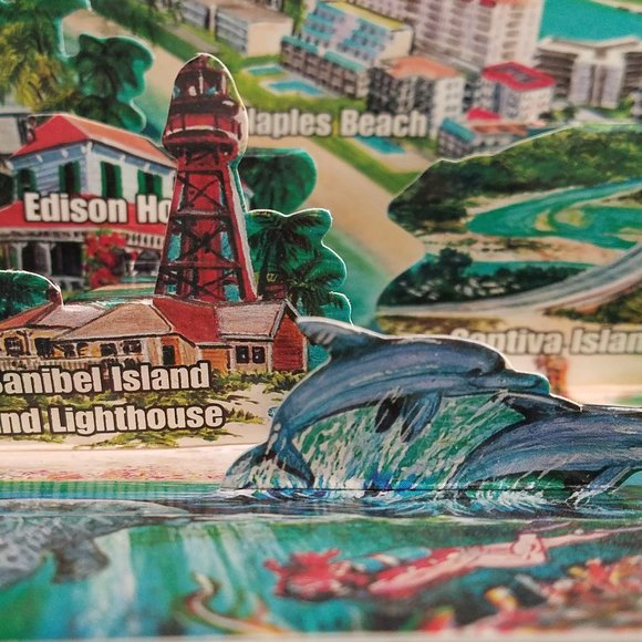 VTG Florida's Gulf Coast Popup Postcard Ft Myers Beach Sanibel Captiva Island - Picture 3 of 9